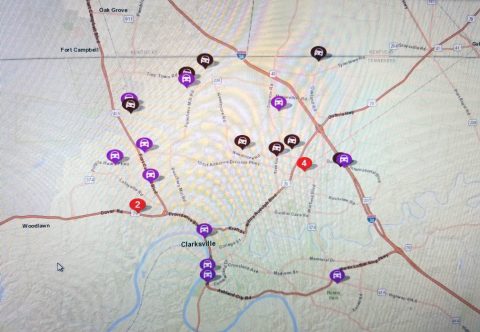 Clarksville Police Department has provided this Map showing the locations of the Vehicle Burglaries and Vehicle thefts over the weekend.