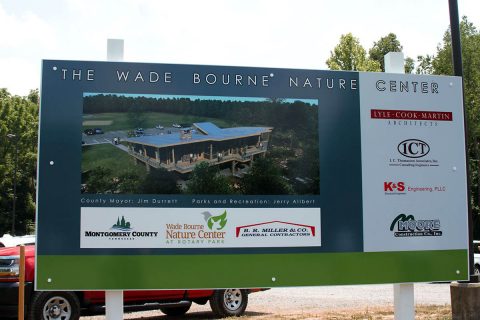 Wade Bourne Nature Center construction sign.