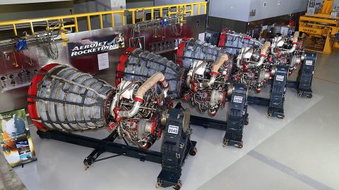 This summer, all four engines for Artemis 1 will be delivered to NASA’s Michoud Assembly Facility in New Orleans for integration with the Space Launch System rocket’s core stage. (NASA) This summer, all four engines for Artemis 1 will be delivered to NASA’s Michoud Assembly Facility in New Orleans for integration with the Space Launch System rocket’s core stage. (NASA)