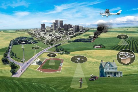 NASA is researching a nation wide system for managing drone traffic. (NASA)