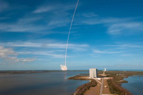 SpaceX Falcon Heavy demonstration launch on February 6th, 2018. (NASA)