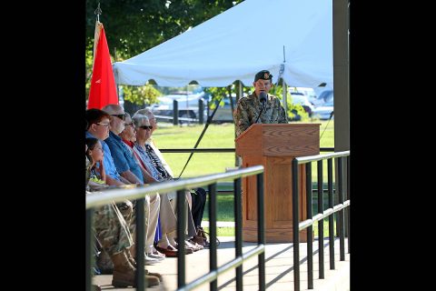 Col. Lewis Jay Powers, outgoing commander of the 5th Special Forces Group (Airborne), speaks to Soldiers, family members and friends during the 5th SFG (A), during the 5th SFG (A) change of command ceremony at Fort Campbell, Ky., July 12, 2019. (SSG Iman Broady-Chin, 5th SFG (A) Public Affairs) Col. Lewis Jay Powers, outgoing commander of the 5th Special Forces Group (Airborne), speaks to Soldiers, family members and friends during the 5th SFG (A), during the 5th SFG (A) change of command ceremony at Fort Campbell, Ky., July 12, 2019. (SSG Iman Broady-Chin, 5th SFG (A) Public Affairs)