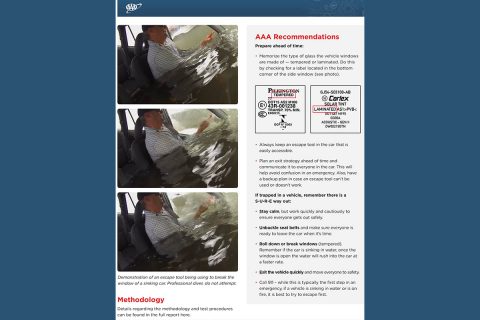 AAA - Vehicle Escape Tool Fact Sheet page 2. (AAA) AAA - Vehicle Escape Tool Fact Sheet page 2. (AAA)