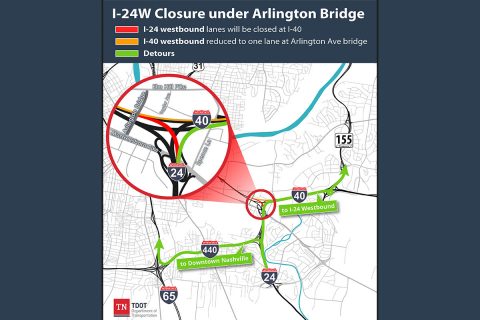 I-24 Closure under Arlington Bridge.