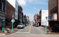 The 100 block of Franklin Street is temporarily treeless as the City of Clarksville prepares to add new trees and planters to the street in early October.