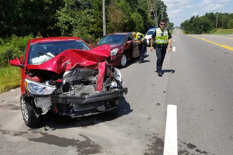 Clarksville Police respond to a Three Car accident on Madison Street Friday that sent two people to the hospital.