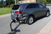 A Kia Sorrento pulled out in front of a Harley Motorcycle on Trenton Road causing the Harley to hit the Sorrento and then slide into the path of an oncoming Toyota. (Officer Szczerbiak, CPD)