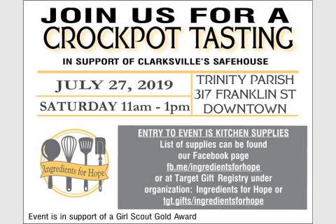 Ingredients for Hope to be held at Trinity Episcopal Church on Saturday, July 27th.