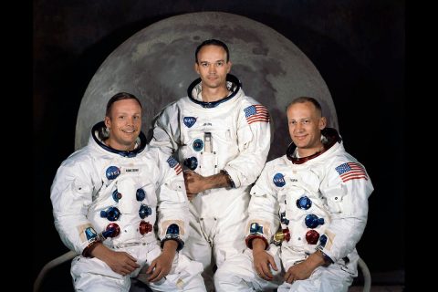 Apollo 11 crew of (left to right) Armstrong, Collins, and Aldrin.