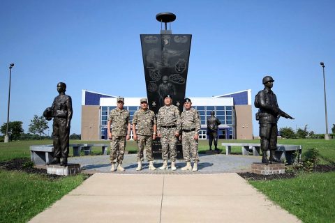 Senior leaders of the Kazakhstan Ground Forces pose in front of the 101st Airborne Division (Air Assault) headquarters Fort Campbell, KY, July 25th. ( Staff Sgt. Michael Eaddy 3rd Brigade Combat Team, 101st Airborne Division (AA) Public)