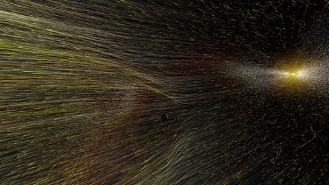 NASA has chosen two new science proposals for nine-month concept studies to advance our understanding of how the particles and energy in space – shown here flowing from the Sun in an illustration of the solar wind – affect the fundamental nature of space. One proposal will ultimately be chosen to launch along with NASA’s upcoming Interstellar Mapping and Acceleration Probe in October 2024. (NASA) NASA has chosen two new science proposals for nine-month concept studies to advance our understanding of how the particles and energy in space – shown here flowing from the Sun in an illustration of the solar wind – affect the fundamental nature of space. One proposal will ultimately be chosen to launch along with NASA’s upcoming Interstellar Mapping and Acceleration Probe in October 2024. (NASA)