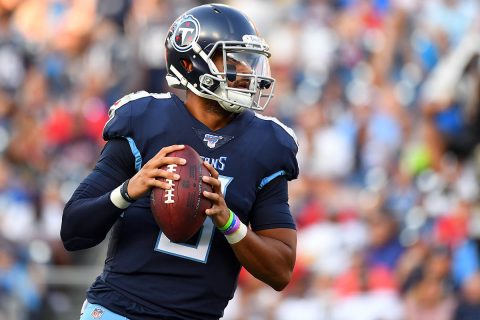 Tennessee Titans quarterback Marcus Mariota (8) attempts a pass during the first half against the New England Patriots at Nissan Stadium. (Christopher Hanewinckel-USA TODAY Sports) Tennessee Titans quarterback Marcus Mariota (8) attempts a pass during the first half against the New England Patriots at Nissan Stadium. (Christopher Hanewinckel-USA TODAY Sports)