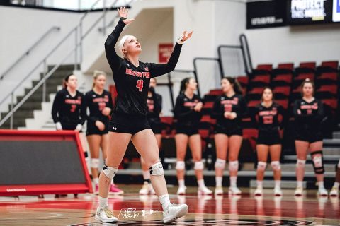 Austin Peay Women's Volleyball junior Chloe Stitt powers Govs to OVC opening win over SIU Edwardsville, Friday. (APSU Sports Information)