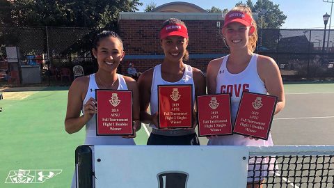 APSU Women's Tennis' (L to R) Danielle Morris, Martina Paladini-Jennings and Fabienne Schmidt took top titles at APSU Fall Invitational. (APSU Sports Information)