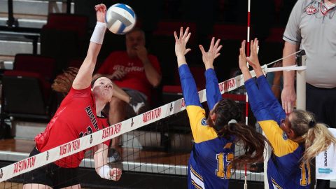 Austin Peay Volleyball junior Brooke Moore has a season-best 20 kills in loss to Kansas City Saturday. (APSU Sports Information)