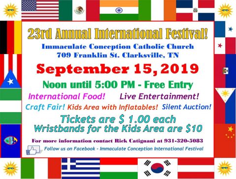 Clarksville's Immaculate Conception Catholic Church to hold their 23rd annual International Festival on Sunday, September 15th.