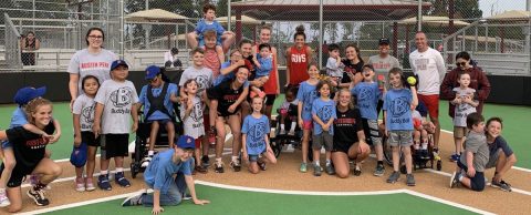 Austin Peay Softball players with their Buddy Ball friends. (APSU Sports Information)