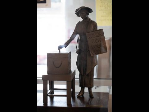 A model of the proposed Clarksville statue honoring the 19th amendment.