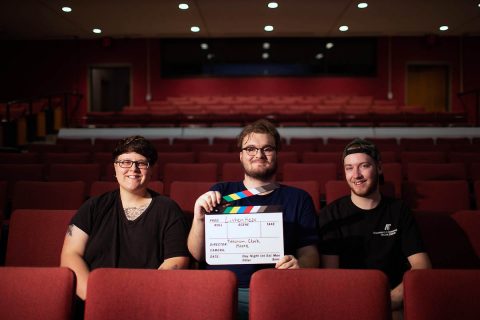 (L to R) Austin Peay State University students Lizzy Patterson, Josef Clark and Taylor Moore collaborated on the film during Karen Bullis’ documentary production class last year. (APSU)