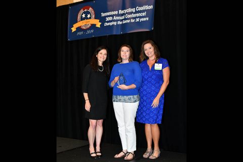 (L to R): Meredith Leahy (TRC President), Carlye Sommers (Clarksville-Montgomery Green Certification Program Manager) and Amber Greene (TRC Secretary).