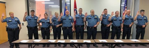 James Wall, Cody Evans, Wendi Potter, James Atkins, Chris Bailey, Joshua Clegg, M. Kyle Cox, Shawn Delle, Matthew Falencik, Amy Lamping, and Jennifer Szczerbiak take the Oath of Office. 