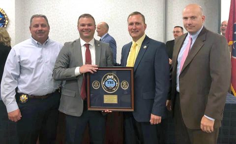 Montgomery County Sheriff’s Office Sergeant Bryan DeRose receives the Director's Award at the TBI State Academy Graduation.