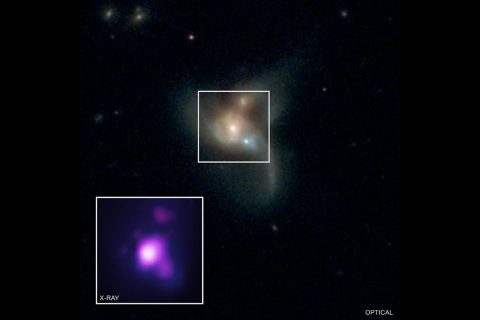 X-ray. (NASA/CXC/George Mason Univ./R. Pfeifle et al.; Optical: SDSS & NASA/STScI) X-ray. (NASA/CXC/George Mason Univ./R. Pfeifle et al.; Optical: SDSS & NASA/STScI)