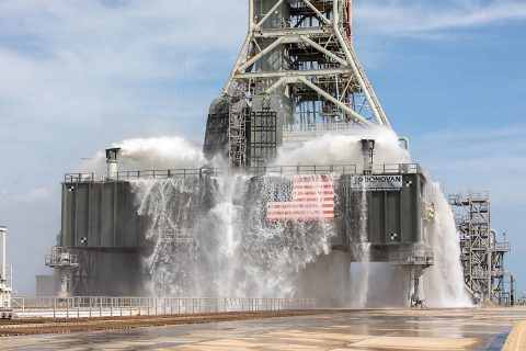 NASA continued its preparation for the Artemis I mission with a successful water flow test on the mobile launcher at Kennedy Space Center's Pad 39B on Friday, September 13th. (NASA/Kim Shiflett) NASA continued its preparation for the Artemis I mission with a successful water flow test on the mobile launcher at Kennedy Space Center's Pad 39B on Friday, September 13th. (NASA/Kim Shiflett)