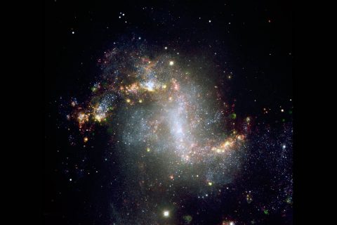 This image, taken with the European Southern Observatory's Very Large Telescope, shows the central region of galaxy NGC1313. This galaxy is home to the ultraluminous X-ray source NCG1313X-1, which astronomers have now determined to be an intermediate-mass black hole candidate. (ESO)