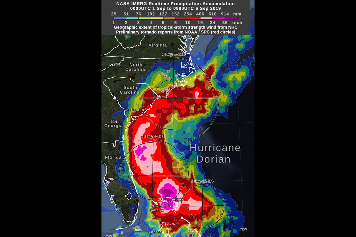 NASA Examines Hurricane Dorian’s Rainfall, Temperatures Along Carolina