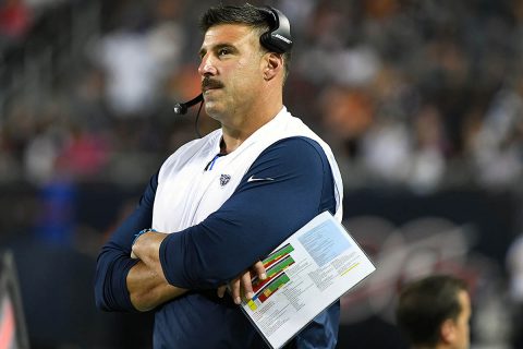 Tennessee Titans head coach Mike Vrabel during the second half against the Chicago Bears at Soldier Field. (Mike DiNovo-USA TODAY Sports)