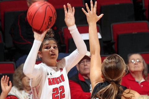 Austin Peay State University Women's Basketball dominates Tennessee Wesleyan, 106-35 Tuesday night at the Dunn Center. (APSU Sports Information)