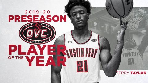 Austin Peay Men's Basketball team's Terry Taylor named OVC Preseason Player of the Year at annual Media Day. (APSU Sports Information)