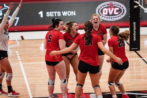 Austin Peay Women's Volleyball use third set comeback to propel team to four set win over UT Martin at the Dunn Center, Saturday. (APSU Sports Information)