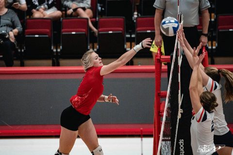 Austin Peay Women's Volleyball sophomore outside hitter Chloe Stitt had 15 kills in loss to Murray State at the Dunn Center Wednesday night. (APSU Sports Information)