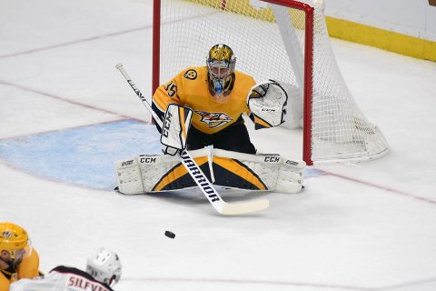 Nashville Predators goalie Pekka Rinne shutdown the Minnesota Wild Thursday night. (Mike Strasinger)