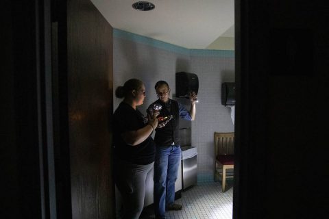 Ghost hunters explore Austin Pea State University's Harned Hall. (APSU)