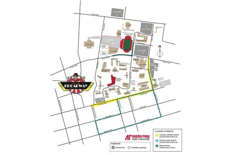 Austin Peay State University Homecoming Parade Route. (APSU)