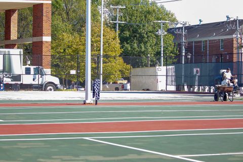 Four of the Austin Peay Outdoor Governors Tennis Courts are being resurfaced in a project that should last five weeks. (APSU Sports Information)