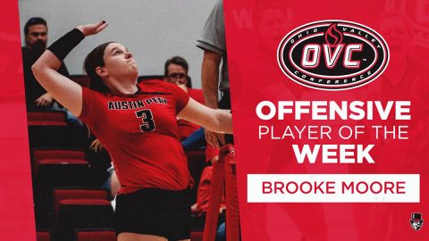 Austin Peay State University Volleyball junior Brooke Moore receives OVC Offensive Player of the Week. (APSU Sports Information)