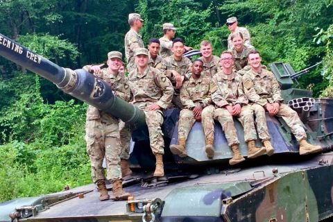 Austin Peay State University ROTC cadet Herman Thomas, sitting, third from right, attended West Point’s Cadet Summer Training in June and July. (APSU)