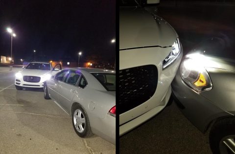 The stolen 2019 Jaguar rolled into a Clarksville Police car when the juveniles jumped out of the car to flee the area.