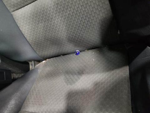 A marble found in the seat of one of the stuck vehicles. (Clarksville Police)