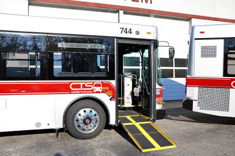  Clarksville Transit System added three heavy-duty buses to its fleet. The 30-foot Gillig, low-floor buses allow CTS retire three older buses which have accumulated nearly 2.1 million miles. Improved features on these new buses include low floor accessibility instead of stairs and mechanical lifts, safer, improved seat design and layout, digital front and rear destination signs and nine high definition security cameras.