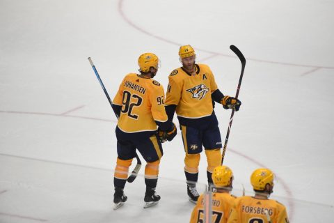 Nashville Predators Ryan Johansen and Mattias Ekholm