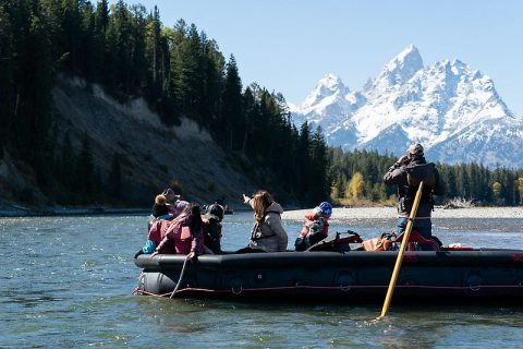 First Lady Melania Trump and 4th grade students participate in a river raft tour of the Snake River in Wyoming. (Official White House Photo by Andrea Hanks)