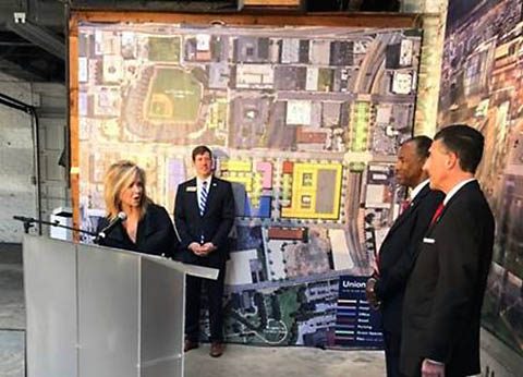 Marsha Blackburn, Ben Carson, David Kustoff and Brian Kelsey toured the Union Row development in Memphis. 