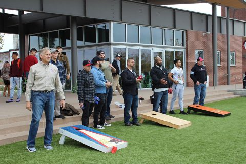 Corn-hole competition at the Montgomery County Veterans Treatment Court annual Harvestival.