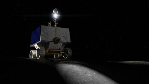 NASA’s Volatiles Investigating Polar Exploration Rover, or VIPER, is a mobile robot that will roam around the Moon’s south pole looking for water ice.?The VIPER mission will give us surface-level detail of where the water is and how much is available for us to use. This will bring us a significant step closer towards NASA’s ultimate goal of a sustainable, long-term presence on the Moon – making it possible to eventually explore Mars and beyond. (NASA Ames/Daniel Rutter)