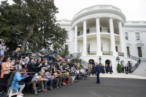 U.S. President Donald J. Trump speaks with reporters prior to his trip to The Villages, Florida, October 3rd, 2019. (Official White House Photo by Tia Dufour) U.S. President Donald J. Trump speaks with reporters prior to his trip to The Villages, Florida, October 3rd, 2019. (Official White House Photo by Tia Dufour)
